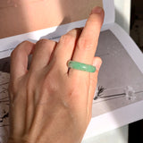 SOLD OUT: 18.7mm A-Grade Natural Moss On Snow Jadeite Ring Band No. 162188