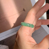 SOLD OUT: 18.7mm A-Grade Natural Moss On Snow Jadeite Ring Band No. 162188