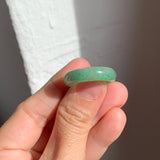 SOLD OUT: 18.7mm A-Grade Natural Moss On Snow Jadeite Ring Band No. 162188