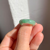 SOLD OUT: 18.7mm A-Grade Natural Moss On Snow Jadeite Ring Band No. 162188