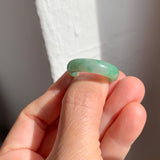 SOLD OUT: 18.7mm A-Grade Natural Moss On Snow Jadeite Ring Band No. 162188