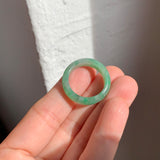 SOLD OUT: 18.7mm A-Grade Natural Moss On Snow Jadeite Ring Band No. 162188