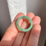 SOLD OUT: 18.7mm A-Grade Natural Moss On Snow Jadeite Ring Band No. 162188