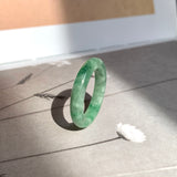 16.7mm A-Grade Natural Moss On Snow Jadeite Ring Band No. 162177