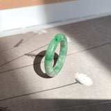 16.7mm A-Grade Natural Moss On Snow Jadeite Ring Band No. 162177