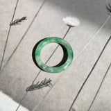 16.7mm A-Grade Natural Moss On Snow Jadeite Ring Band No. 162177