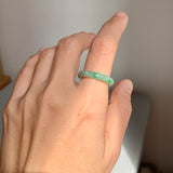 16.7mm A-Grade Natural Moss On Snow Jadeite Ring Band No. 162177