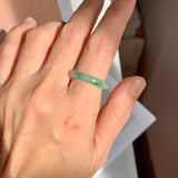 16.7mm A-Grade Natural Moss On Snow Jadeite Ring Band No. 162177