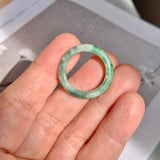 16.7mm A-Grade Natural Moss On Snow Jadeite Ring Band No. 162177