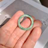 16.7mm A-Grade Natural Moss On Snow Jadeite Ring Band No. 162177