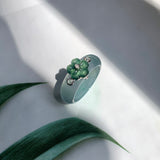 16.9mm A-Grade Natural Jadeite Joseon Dynasty Plum Blossom Ring (Maehwa) No.162422