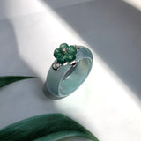 16.9mm A-Grade Natural Jadeite Joseon Dynasty Plum Blossom Ring (Maehwa) No.162422