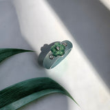 16.9mm A-Grade Natural Jadeite Joseon Dynasty Plum Blossom Ring (Maehwa) No.162422