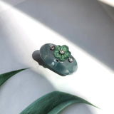 16.9mm A-Grade Natural Jadeite Joseon Dynasty Plum Blossom Ring (Maehwa) No.162422