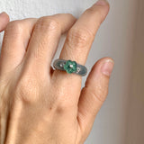 16.9mm A-Grade Natural Jadeite Joseon Dynasty Plum Blossom Ring (Maehwa) No.162422