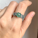 16.9mm A-Grade Natural Jadeite Joseon Dynasty Plum Blossom Ring (Maehwa) No.162422