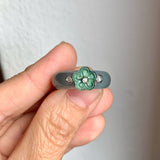 16.9mm A-Grade Natural Jadeite Joseon Dynasty Plum Blossom Ring (Maehwa) No.162422