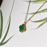 SOLD OUT: A-Grade Imperial Green Jadeite Petite Clover Pendant No.172212