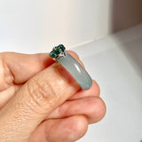 18mm A-Grade Natural Jadeite Joseon Dynasty Plum Blossom Ring (Maehwa) No.162424