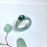 17.8mm A-Grade Natural Jadeite Joseon Dynasty Plum Blossom Ring (Maehwa) No.162423