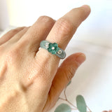 17.8mm A-Grade Natural Jadeite Joseon Dynasty Plum Blossom Ring (Maehwa) No.162423