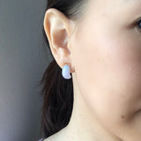 SOLD OUT: A-Grade Natural Lavender Green Jadeite Cloop Earring Studs No.180795