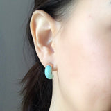 A-Grade Natural Green Jadeite Cloop Earring Studs No.180799