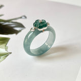 18.1mm A-Grade Natural Jadeite Joseon Dynasty Plum Blossom Ring (Maehwa) No.162425