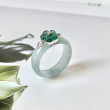 18.5mm A-Grade Natural Jadeite Joseon Dynasty Plum Blossom Ring (Maehwa) No.162426