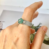 18.5mm A-Grade Natural Jadeite Joseon Dynasty Plum Blossom Ring (Maehwa) No.162426