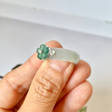 18.5mm A-Grade Natural Jadeite Joseon Dynasty Plum Blossom Ring (Maehwa) No.162426