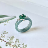 19.1mm A-Grade Natural Jadeite Joseon Dynasty Plum Blossom Ring (Maehwa) No.162427