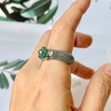 19.1mm A-Grade Natural Jadeite Joseon Dynasty Plum Blossom Ring (Maehwa) No.162427