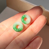 SOLD OUT: 8.05 cts A-Grade Natural Imperial Floral Jadeite Bagel Pair No.180255