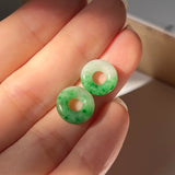 SOLD OUT: 8.05 cts A-Grade Natural Imperial Floral Jadeite Bagel Pair No.180255