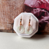 Icy A-Grade Natural Jadeite Bagel Huggies Earrings No.180773