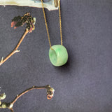 A-Grade Natural Moss On Snow Jadeite Barrel Pendant No. 171472