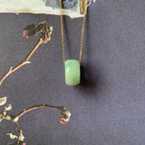 A-Grade Natural Moss On Snow Jadeite Barrel Pendant No. 171472