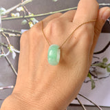 A-Grade Natural Moss On Snow Jadeite Barrel Pendant No. 171784