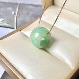 A-Grade Natural Moss On Snow Jadeite Barrel Pendant No. 171785