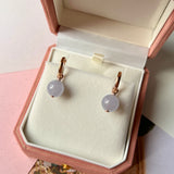 SOLD OUT: Icy A-Grade Natural Lavender Jadeite Sphere Huggies Earrings (with diamonds) No.180780