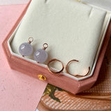 SOLD OUT: Icy A-Grade Natural Lavender Jadeite Sphere Huggies Earrings (with diamonds) No.180780