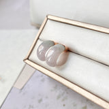 SOLD OUT: A-Grade Natural Lavender Green Jadeite Cloop Earring Studs No.180795