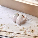 SOLD OUT: A-Grade Natural Lavender Green Jadeite Cloop Earring Studs No.180795