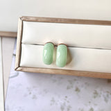 A-Grade Natural Green Jadeite Cloop Earring Studs No.180799