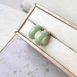 A-Grade Natural Green Jadeite Cloop Earring Studs No.180799