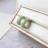 A-Grade Natural Green Jadeite Cloop Earring Studs No.180799