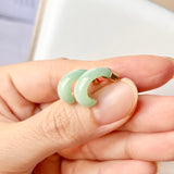 A-Grade Natural Green Jadeite Cloop Earring Studs No.180799