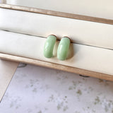 A-Grade Natural Green Jadeite Cloop Earring Studs No.180800