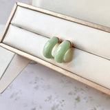 A-Grade Natural Green Jadeite Cloop Earring Studs No.180800